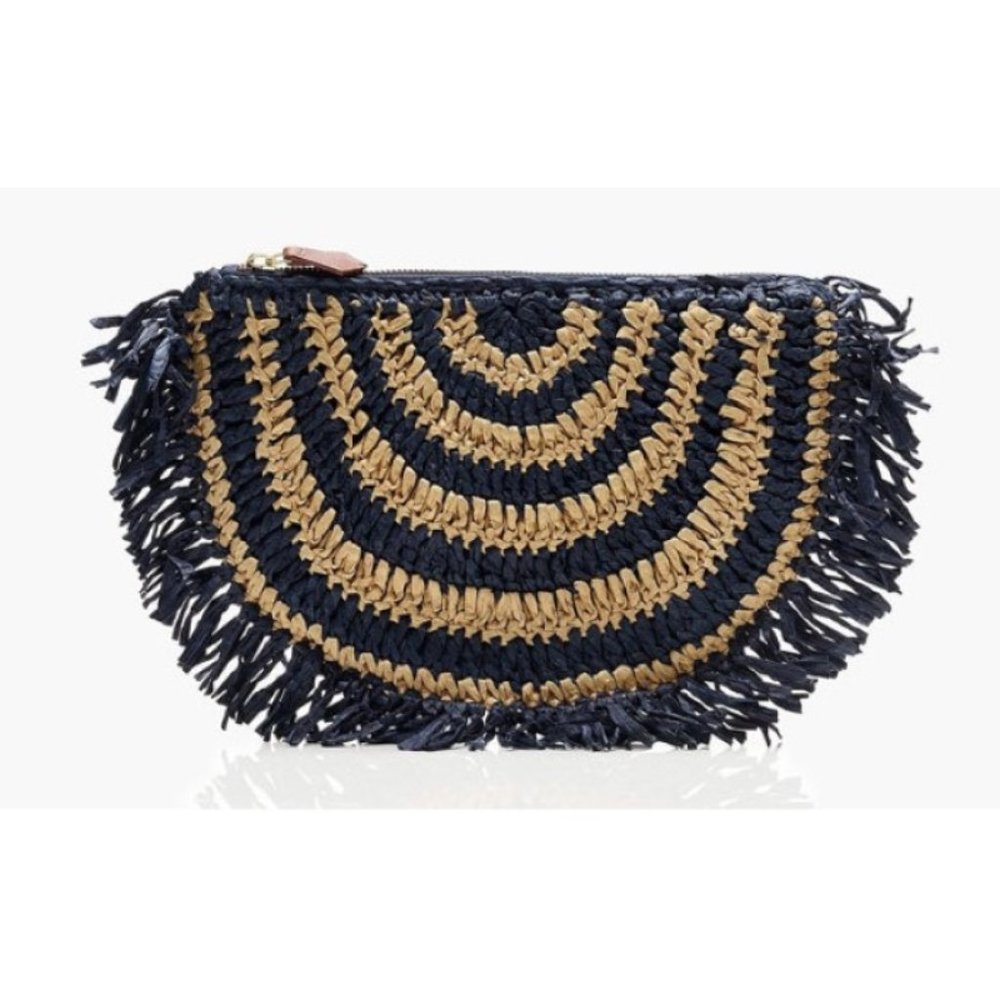 J. Crew Raffia Woven Zip-Top Clutch L5520